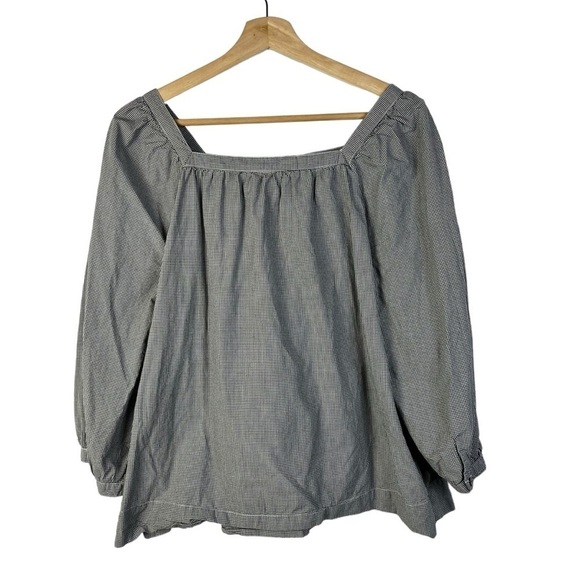 J. Crew Black & White Penny Gingham Plaid Long Sleeve Top 12 - Picture 3 of 5